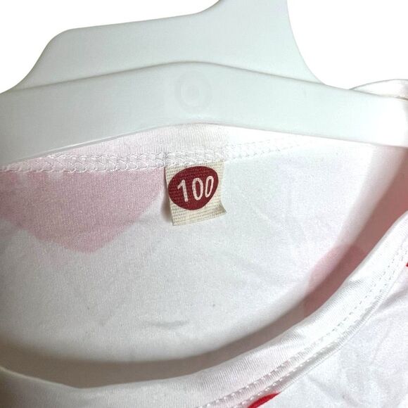 Girls Valentine Outfit Long Sleeve Heart Top with Red Suspender Bow Skirt Size 1 - Picture 4 of 9